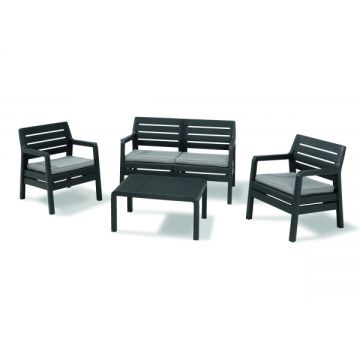 Set mobilier de gradina Delano - imitatie lemn - Grafit / Gri-rece