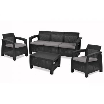 Set mobilier de gradina Keter Corfu Max Grafit/ Gri-rece