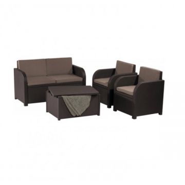 Set mobilier de gradina Modena cu masuta de depozitare, maro Set mobilier de gradina Modena cu masuta de depozitare, maro