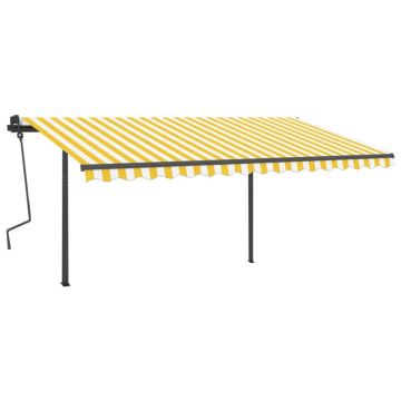 vidaXL Copertină automată cu senzor vânt & LED, galben & alb, 4x3,5 m vidaXL Copertină automată cu senzor vânt & LED, galben & alb, 4x3,5 m
