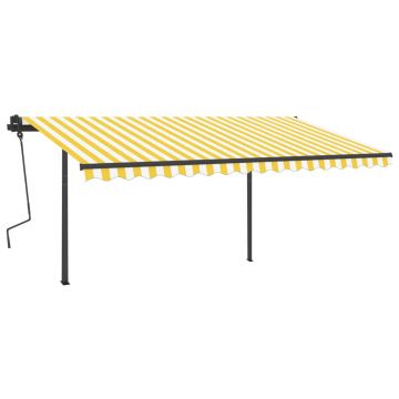 vidaXL Copertină automată, senzor vânt&LED, galben & alb, 4,5x3,5 m vidaXL Copertină automată, senzor vânt&LED, galben & alb, 4,5x3,5 m