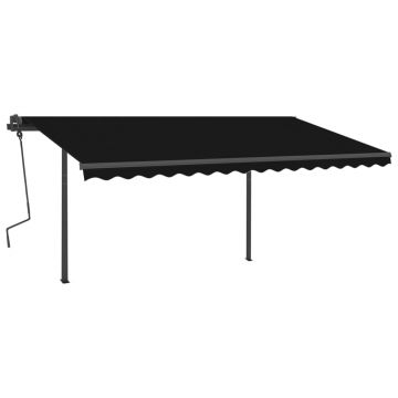 vidaXL Copertină retractabilă automat, cu stâlpi, antracit, 4,5x3,5 m