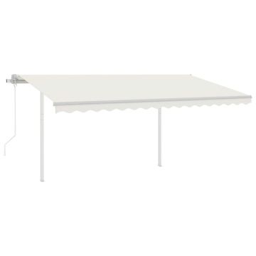 vidaXL Copertină retractabilă automat, cu stâlpi, crem, 4,5x3,5 m