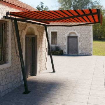 vidaXL Copertină retractabilă automat cu stâlpi, portocaliu&maro 4x3 m