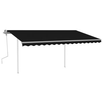 vidaXL Copertină retractabilă manual, cu LED, antracit, 4x3,5 m vidaXL Copertină retractabilă manual, cu LED, antracit, 4x3,5 m
