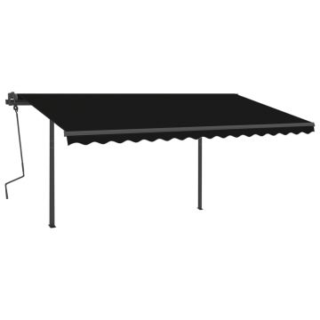 vidaXL Copertină retractabilă manual, cu LED, antracit, 5x3,5 m