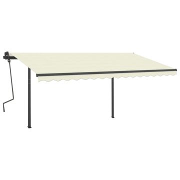 vidaXL Copertină retractabilă manual, cu LED, crem, 4x3,5 m vidaXL Copertină retractabilă manual, cu LED, crem, 4x3,5 m