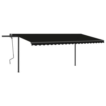 vidaXL Copertină retractabilă manual, cu stâlpi, antracit, 5x3,5 m vidaXL Copertină retractabilă manual, cu stâlpi, antracit, 5x3,5 m