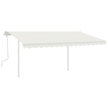 vidaXL Copertină retractabilă manual, cu stâlpi, crem, 4x3,5 m