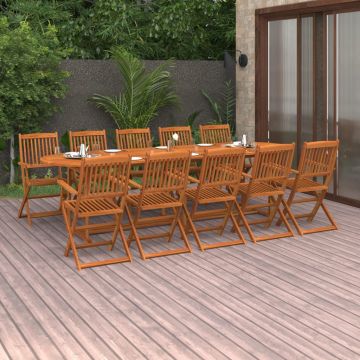 vidaXL Set de masă pentru grădină, 11 piese, lemn masiv de acacia