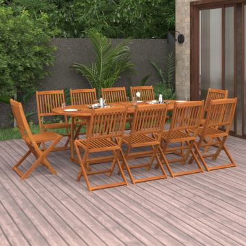 vidaXL Set de masă pentru grădină, 11 piese, lemn masiv de acacia
