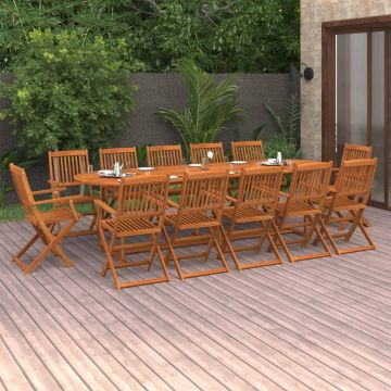 vidaXL Set de masă pentru grădină, 13 piese, lemn masiv de acacia