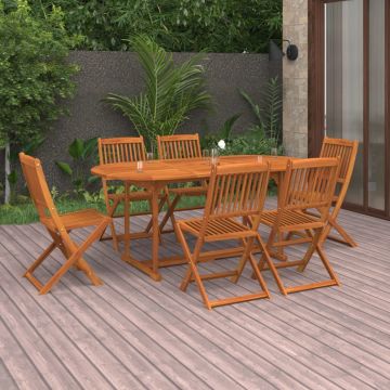 vidaXL Set de masă pentru grădină, 7 piese, lemn masiv de acacia