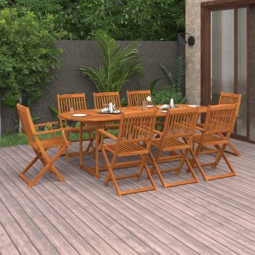 vidaXL Set de masă pentru grădină, 9 piese, lemn masiv de acacia
