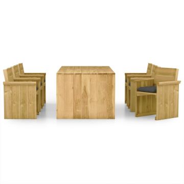 vidaXL Set mobilier de exterior cu perne, 7 piese, lemn de pin tratat