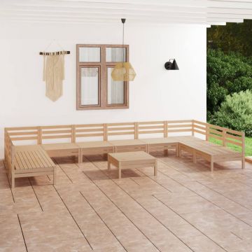 vidaXL Set mobilier de grădină, 11 piese, lemn masiv de pin