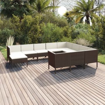 vidaXL Set mobilier de grădină cu perne, 11 piese, maro, poliratan vidaXL Set mobilier de grădină cu perne, 11 piese, maro, poliratan