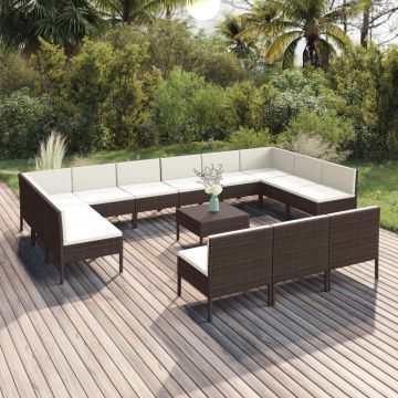 vidaXL Set mobilier de grădină cu perne, 14 piese, maro, poliratan vidaXL Set mobilier de grădină cu perne, 14 piese, maro, poliratan