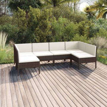 vidaXL Set mobilier de grădină cu perne, 6 piese, maro, poliratan vidaXL Set mobilier de grădină cu perne, 6 piese, maro, poliratan