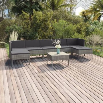 vidaXL Set mobilier de grădină cu perne, 8 piese, gri, poliratan