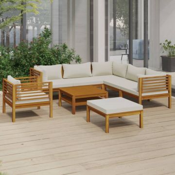 vidaXL Set mobilier grădină cu perne crem, 8 piese, lemn masiv acacia