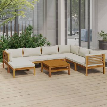 vidaXL Set mobilier grădină cu perne crem, 8 piese, lemn masiv acacia