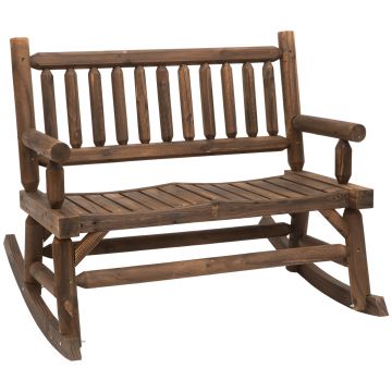 Outsunny Banca tip Leagan cu 2 locuri din Lemn de Brad, Design Rustic, pentru Exterior, 112x67x93cm, Greutate Maxima 250 kg