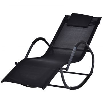 Sezlong cu scaun Balansoar Outsunny 160x61x79cm Negru | Aosom RO