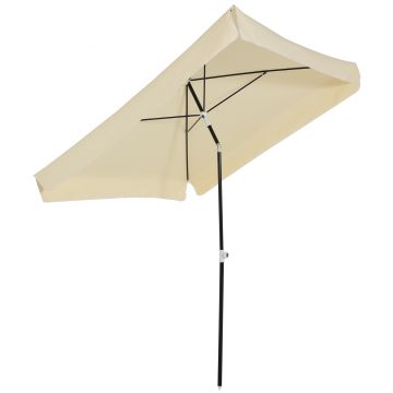 Outsunny Umbrelă de Grădină Pătrată, Reglabilă și Portabilă, Acoperiș Pătrat, 2x2m, Crem, Ușor de Asamblat | Aosom Romania