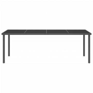 vidaXL Masă de exterior, antracit, 220x90x75 cm, oțel și sticlă