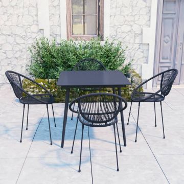 vidaXL Set mobilier de exterior, 5 piese, negru, ratan PVC