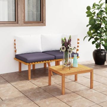 vidaXL Set mobilier de grădină cu perne, 2 piese, lemn masiv de acacia