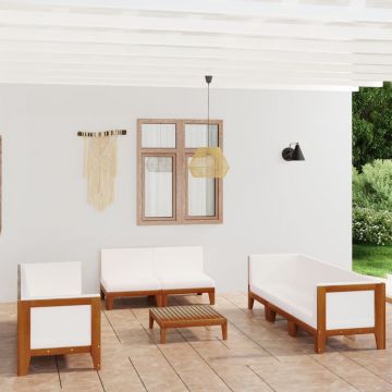vidaXL Set mobilier grădină cu perne, 9 piese, lemn masiv de acacia
