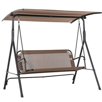 Balansoar de Gradina 3 Locuri Outsunny, Metal si Textilen, Maro 172x110x155cm | Aosom Romania