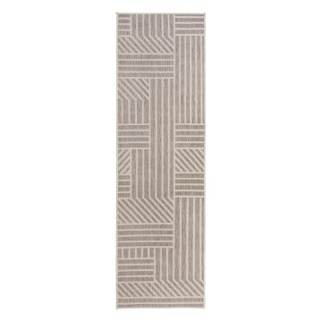 Covor tip traversă de exterior Flair Rugs Blocks, 66 x 230 cm, bej