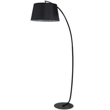 Lampa de Podea tip Arc Inalta HOMCOM cu Abajur Acoperit cu Tesatura, Baza Metalica, Comutator cu Pedala, Negru | Aosom RO