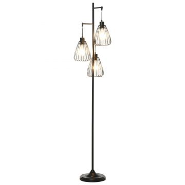 Lampa de podea HOMCOM Design Vintage Industrial din metal negru, lampa de podea moderna Ф35 x 170 cm