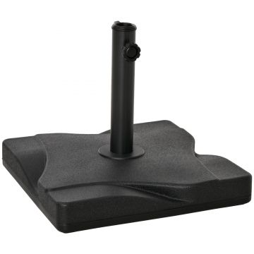 Outsunny Baza Patrata din Plastic pentru Umbrela de Soare, Baza de 20 kg cu Suport pentru Stalpi de 30mm, 35mm, 38mm