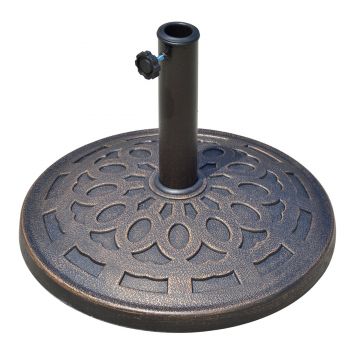 Outsunny Baza pentru umbrela rotunda 12kg din rasina pentru gradina, Φ48.5cm pentru stalpi 38-48mm, bronz
