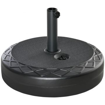 Outsunny Baza pentru umbrela rotunda Φ55cm, baza de 30kg, umplere cu apa, pentru stalpi de 38mm, 48mm, negru