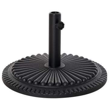 Outsunny Baza Rotunda pentru Umbrela de soare din Plastic cu Decoratiune, Baza de 15 kg cu Suport pentru Stalpi cu Ф35-38-48mm, Ф49x32Acm, Negru