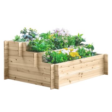 Outsunny Jardinieră din Lemn pe 3 Nivele pentru Gradina, 120x100x54cm, Lemn natural