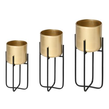 Outsunny Jardiniera Set de 3 Piese Ghivece Inaltate Auriu cu Suport din Metal pentru Amenajare la Interior si Exterior