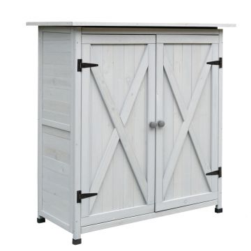 Outsunny Magazie pentru Scule, sopron de Gradina,  Casuta de exterior Impermeabila din Lemn de Brad, Gri | AOSOM RO