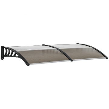 Streasina de exterior Outsunny 200x96cm din policarbonat si aluminiu, protectie pentru ferestre si usi, maro | Aosom RO