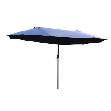 Outsunny Umbrela de Gradina 460x270x240 cm Dubla cu Deschidere cu manivela, Otel si Poliester Albastra