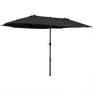 Outsunny Umbrelă Dublă de Soare pentru Grădină cu Manivelă Oțel și Poliester Negru 460x270x240cm | Aosom Romania