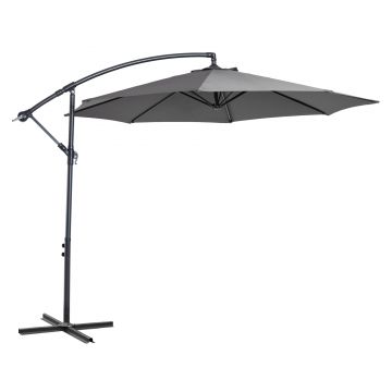 Outsunny Umbrelă Descentralizată pentru Exterior, Gri, Manivelă, Oțel și Poliester Anti-UV, Φ300x250cm | Aosom Romania