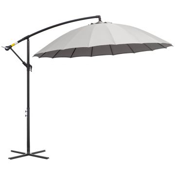 Outsunny Umbrela Suspendata cu Brat lateral Φ296cm pentru exterior, Gri