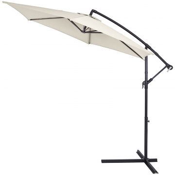 Umbrela de soare cu suport si manivela, Aluminiu, Crem, 300 cm